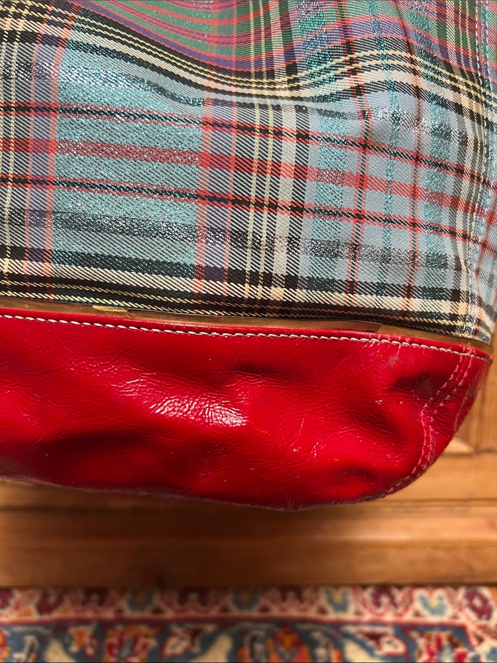 Coach 15887 Poppy Tartan Bella Bucket Tote - Picture 8 of 13